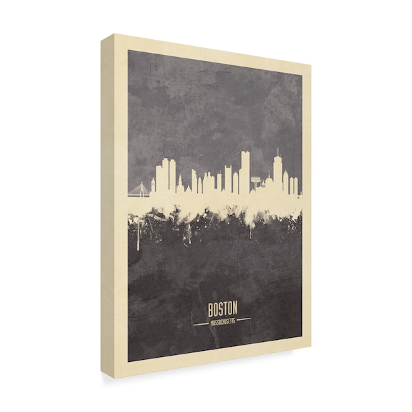 Michael Tompsett 'Boston Massachusetts Skyline Gray' Canvas Art,35x47